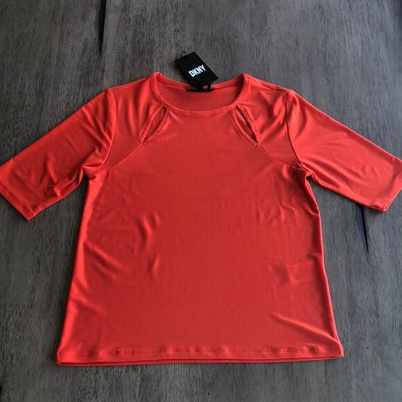 DKNY Orange cut-Out Three Quarter Sleeve Blouse - Picture 1 of 8